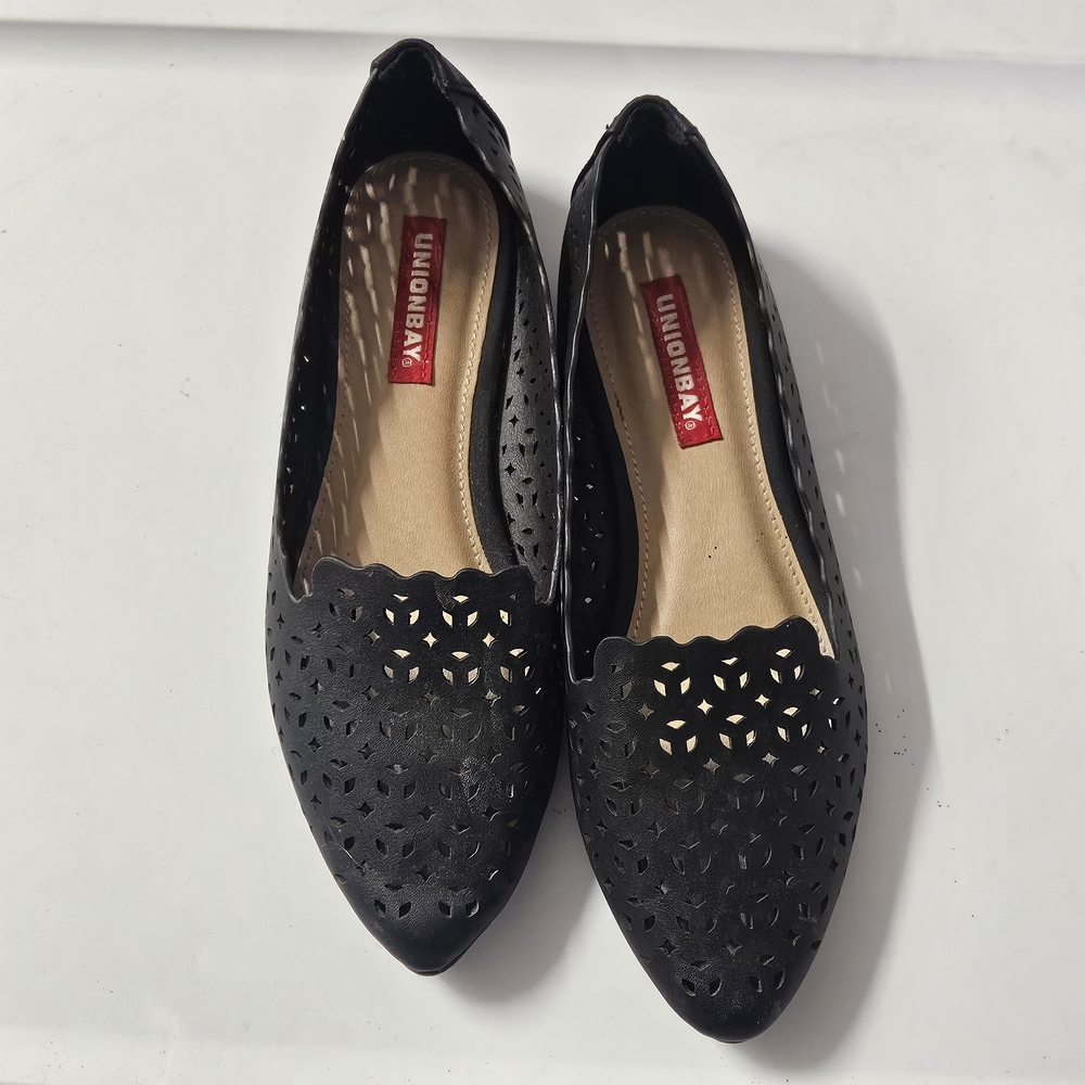 UNIONBAY Black Women's Flats with Cutout Design